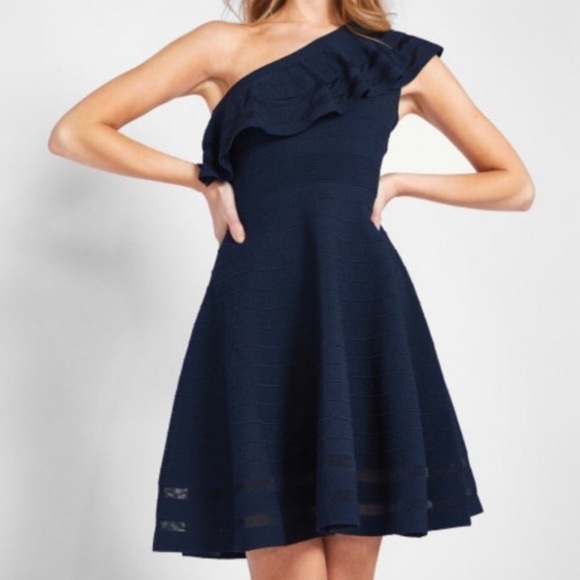 Ted Baker Navy Streena One-shoulder Knit Dress - Picture 4 of 9
